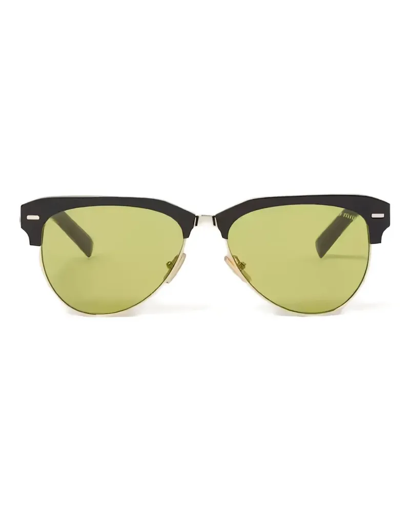 Miu Miu Azetat Sonnenbrille mit goldfarbenem Detail - Schwarz Schwarz