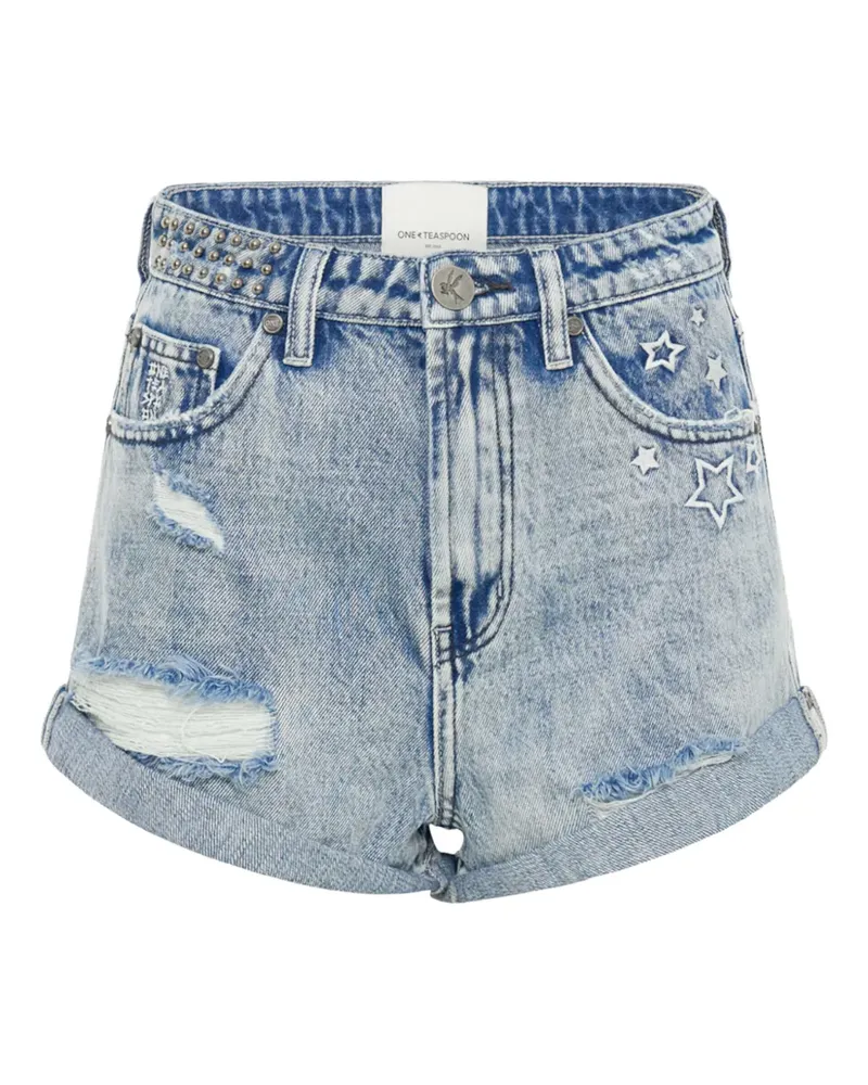 One Teaspoon Bandits studded distressed shorts - Blau Blau