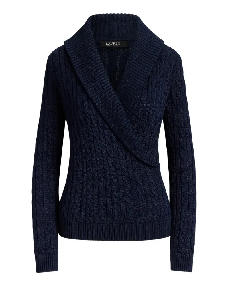 Ralph Lauren Schalkragen-Pullover mit Zopfmuster - Blau Blau