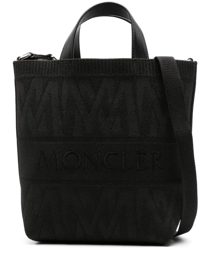 Moncler Gewebter Shopper mit Logo-Stickerei - Schwarz Schwarz