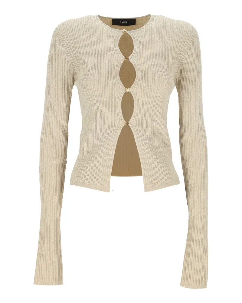 Amiri ribbed-knit cutout jumper - Nude Nude