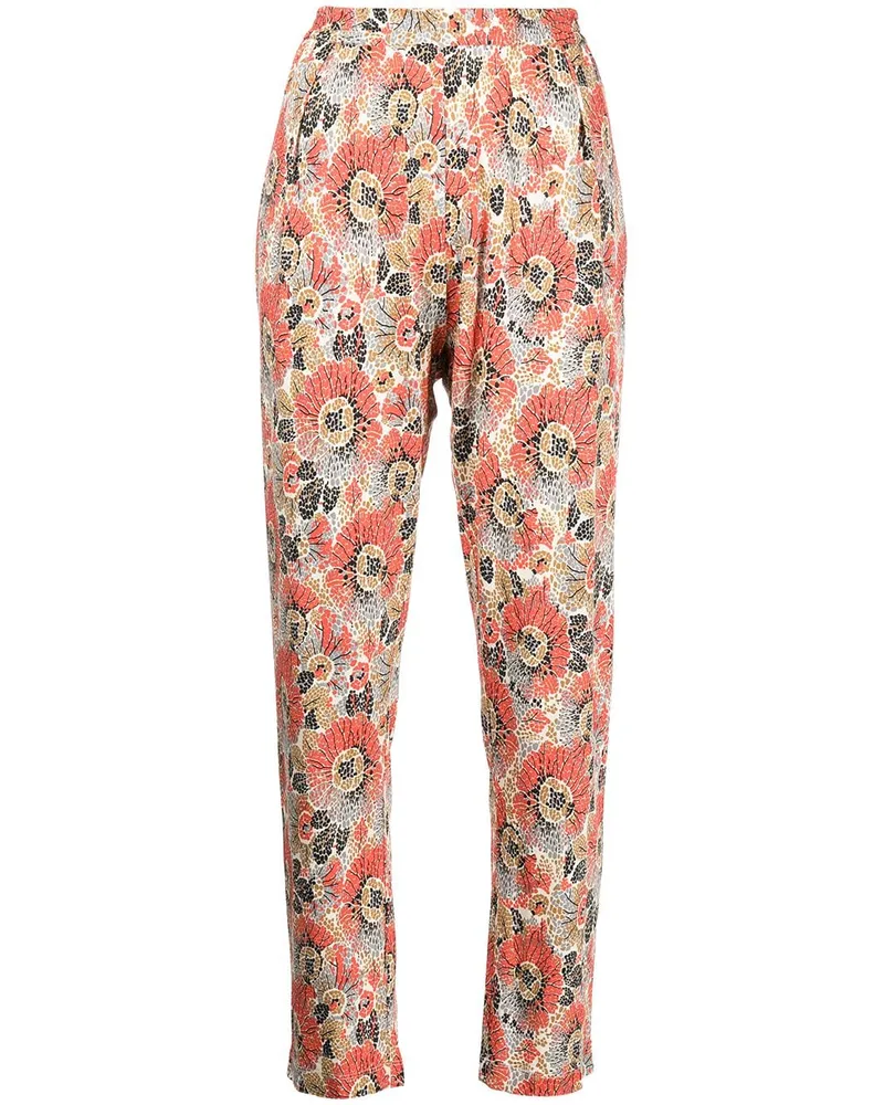 Rosetta Getty Schmale Hose mit Blumen-Print Rot