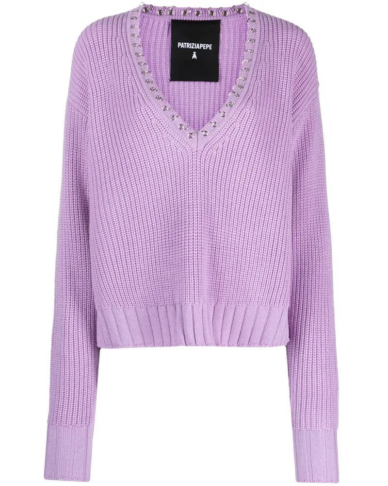 Patrizia Pepe Pullover mit Piercing - Violett Violett