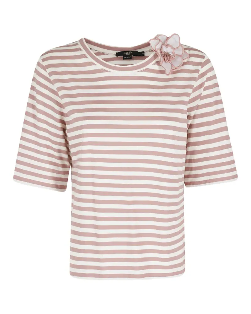 Seventy striped floral-detail top - Nude Nude