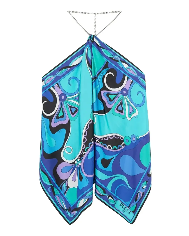 Emilio Pucci Oberteil aus Seide mit Iride-Print - Blau Blau