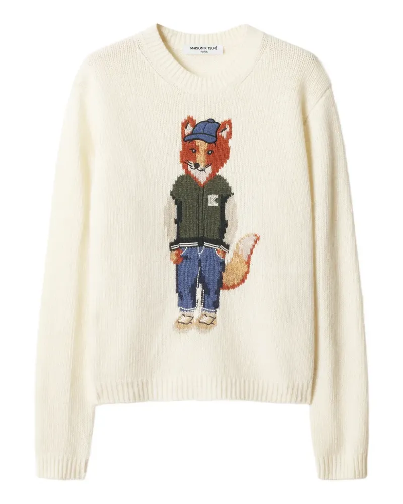 Kitsuné Dressed Fox Pullover mit Intarsienmuster aus Strick - Nude Nude