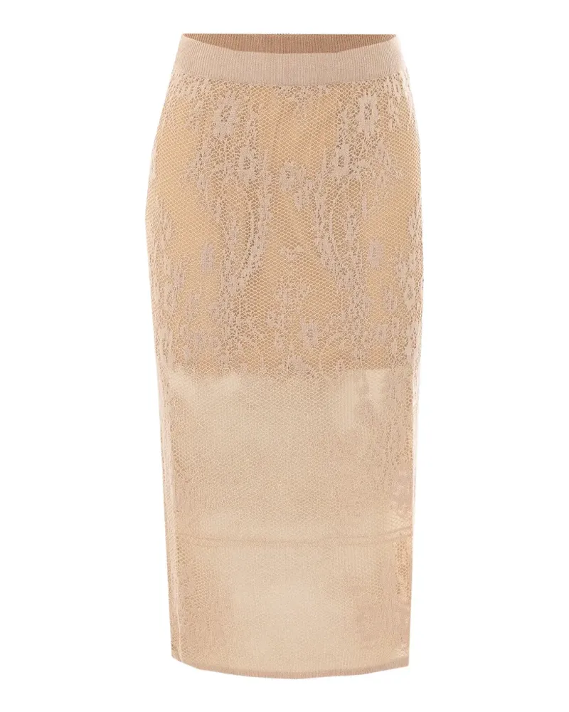 Twin-Set jacquard knit midi skirt - Nude Nude
