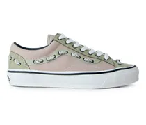 lace-detail canvas sneakers - Nude