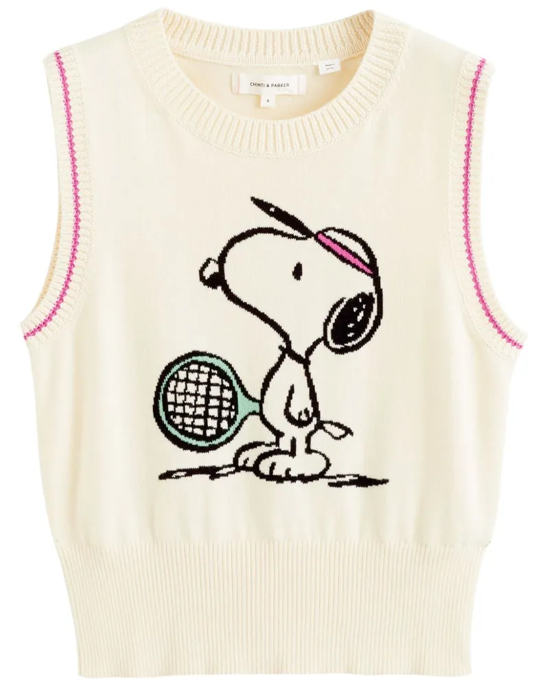 Chinti & Parker Snoopy Tennis Intarsien-Pullunder Nude