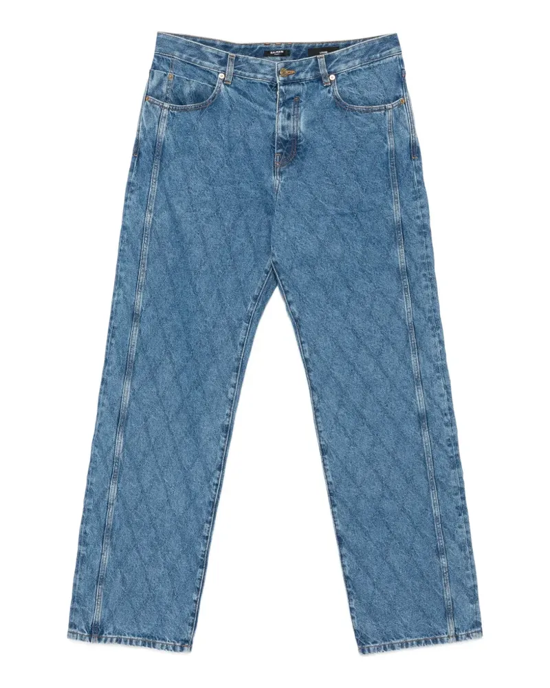 Balmain Gesteppte Jeans mit geradem Bein - Blau Blau