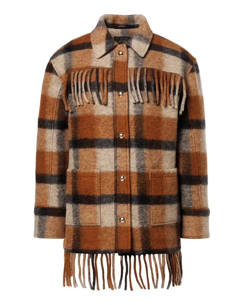 GOLDBERGH Karierte Arissa Hemdjacke mit Fransen - Braun Braun