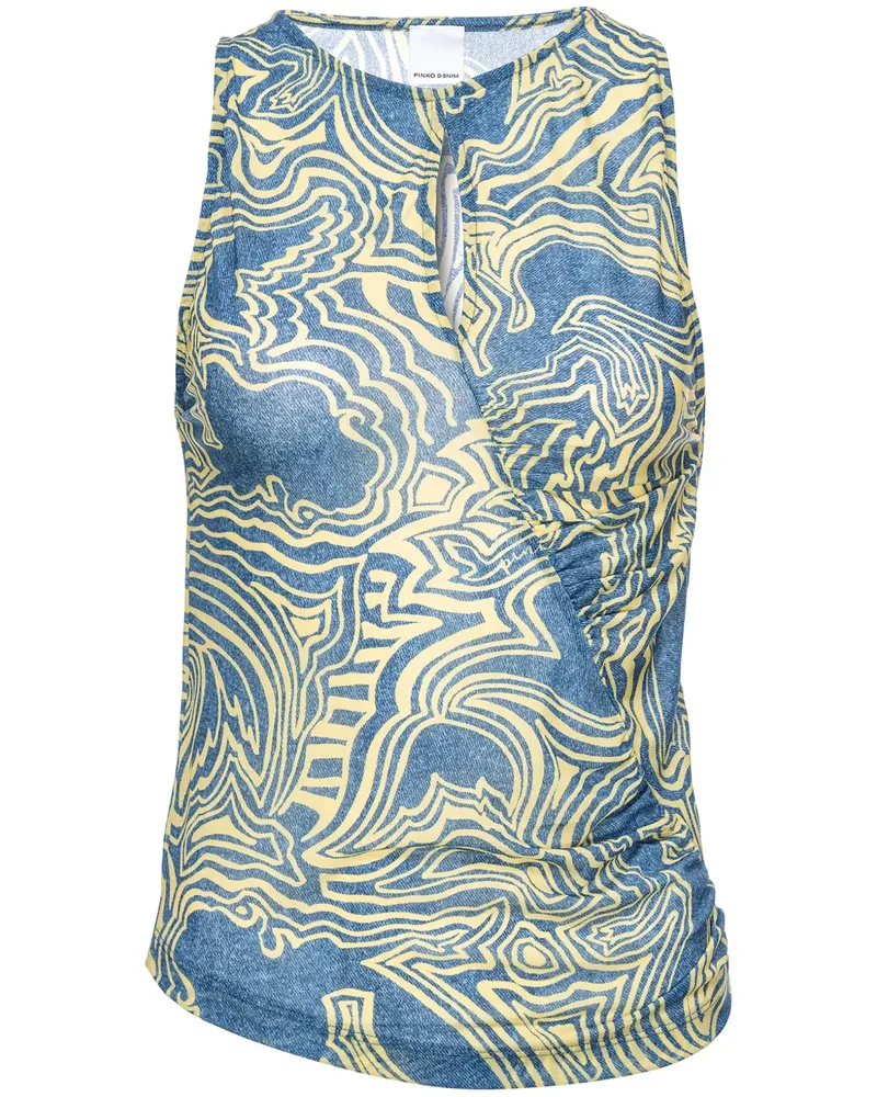 Pinko Oberteil mit abstraktem Print - Blau Blau