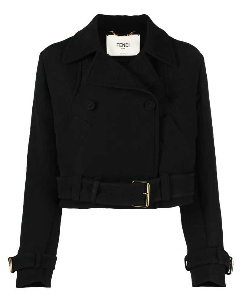 Fendi Bikerjacke mit FF-Jacquardmuster - Schwarz Schwarz