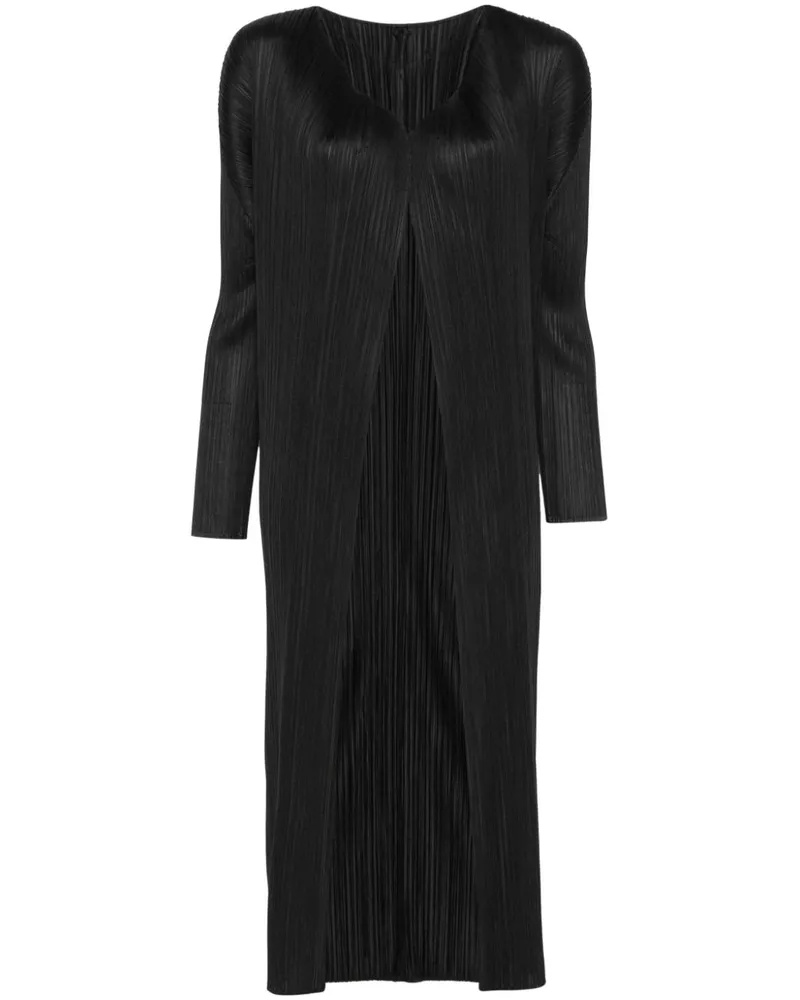 Issey Miyake Plissierter Mantel - Schwarz Schwarz