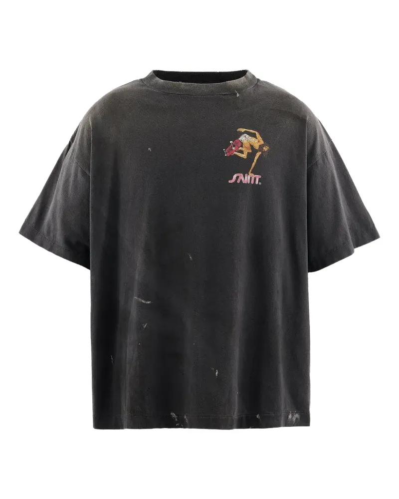 SAINT MXXXXXX graphic-print distressed t-shirt - Schwarz Schwarz