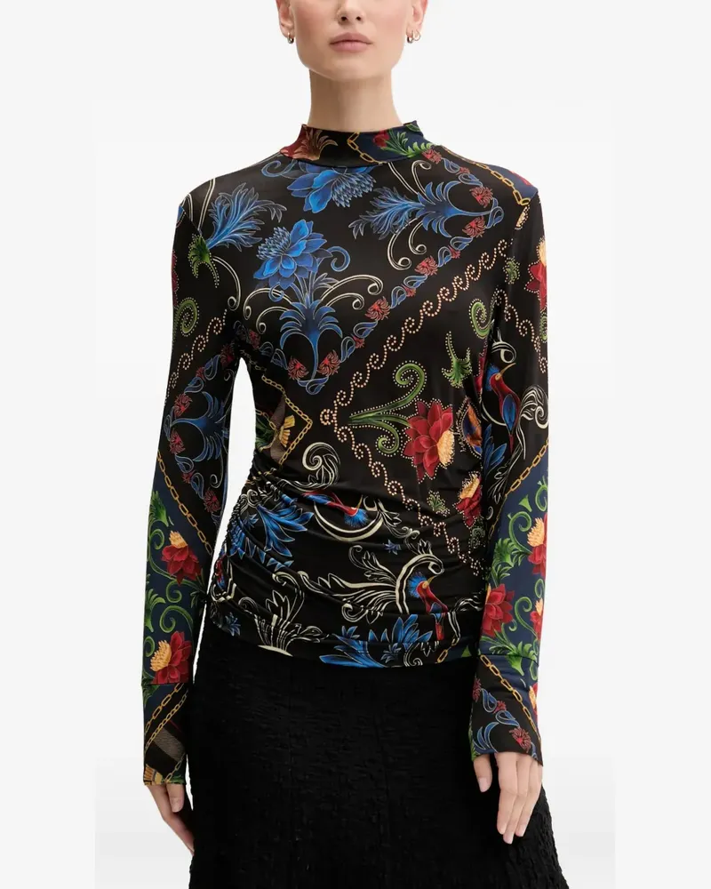 FARM Rio floral long-sleeve top - Schwarz Schwarz