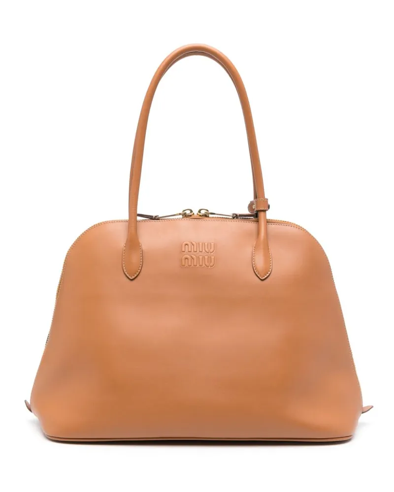 Miu Miu Shopper mit Logo-Prägung - Braun Braun