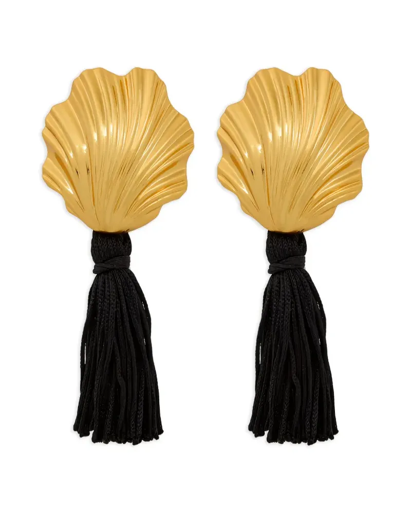 JULIETTA Coquille Ohrringe mit Quaste - Gold Gold