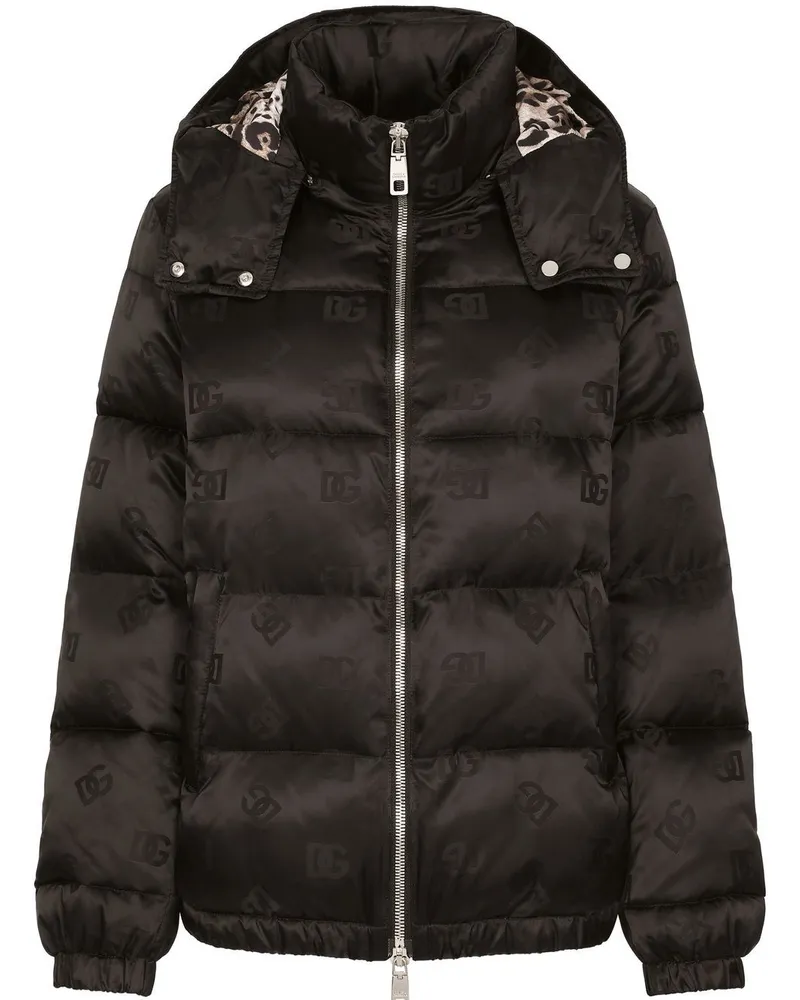 Dolce & Gabbana Gefütterte Jacke mit DG-Logo - Schwarz Schwarz