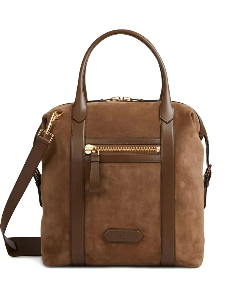 Tom Ford Tote Bag mit Logo-Patch - Braun Braun