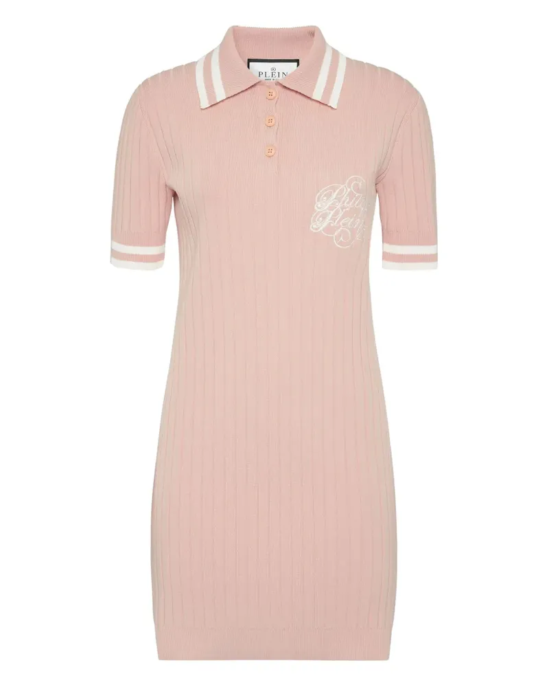 Philipp Plein Poloshirtkleid aus geripptem Strick - Rosa Rosa