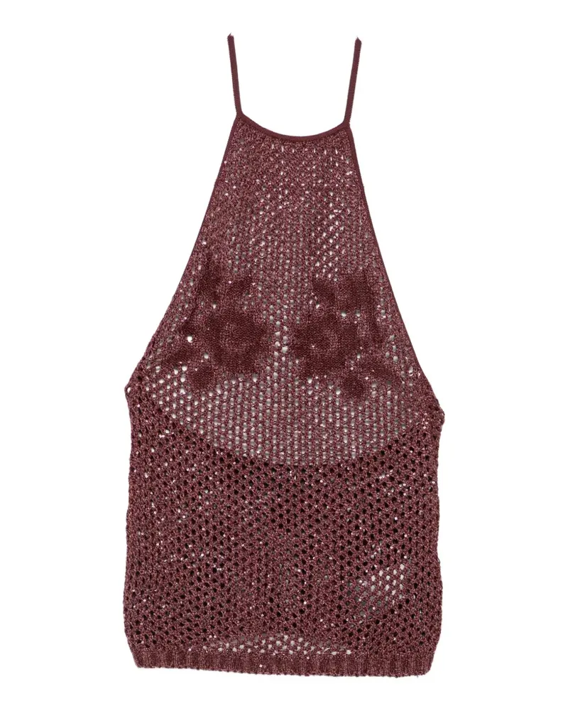 Amiri sequin-embellished open-knit top - Rot Rot