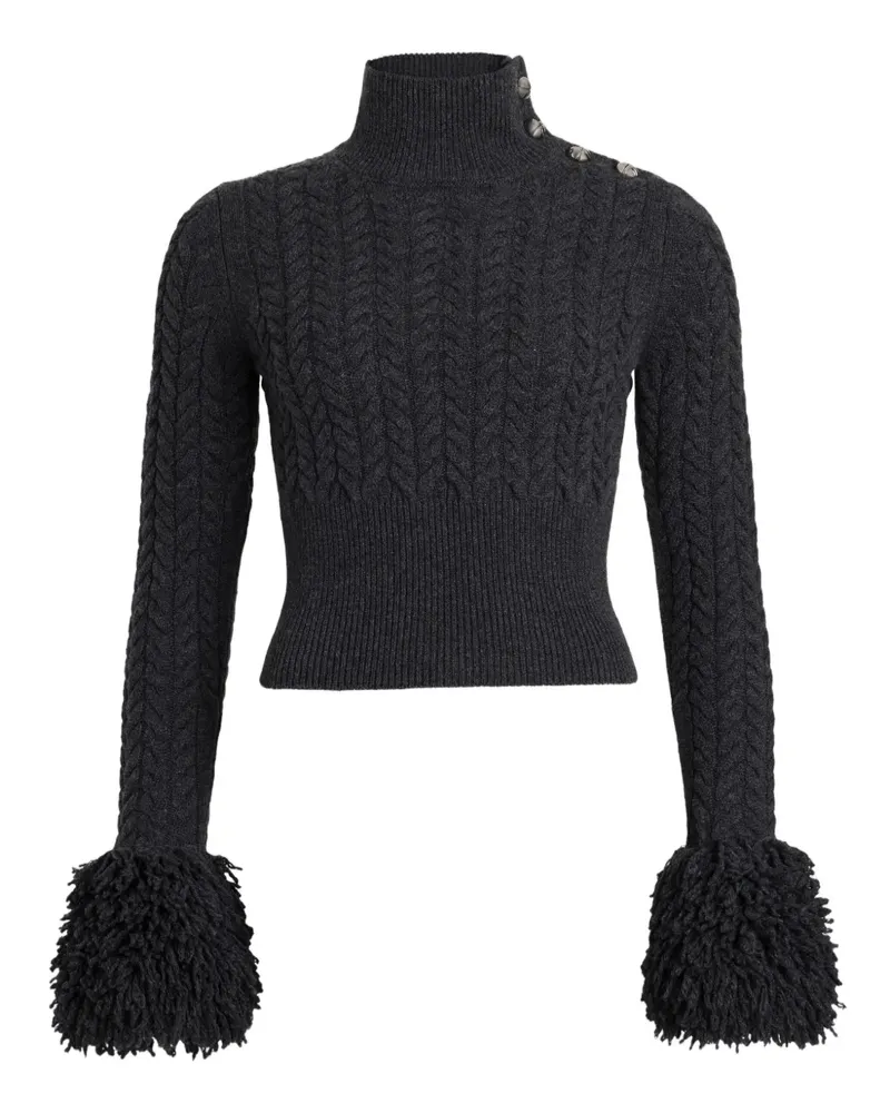 Patou Zopfmuster-Pullover mit Fransenbesatz - Grau Grau