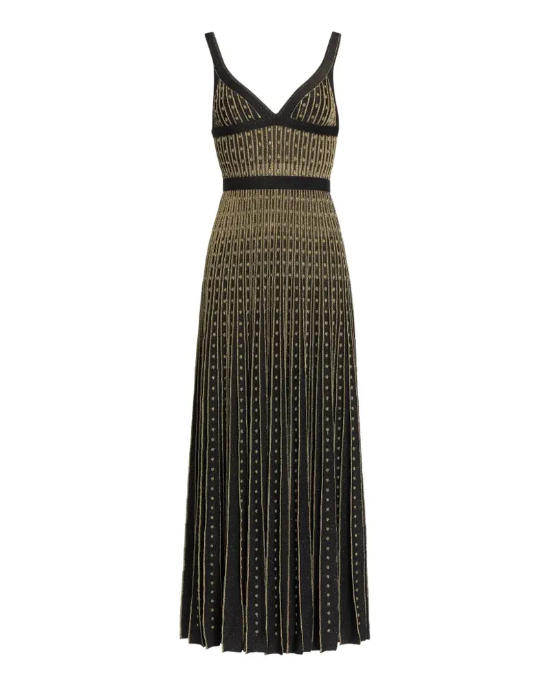 Elie Saab Midikleid mit V-Ausschnitt - Schwarz Schwarz