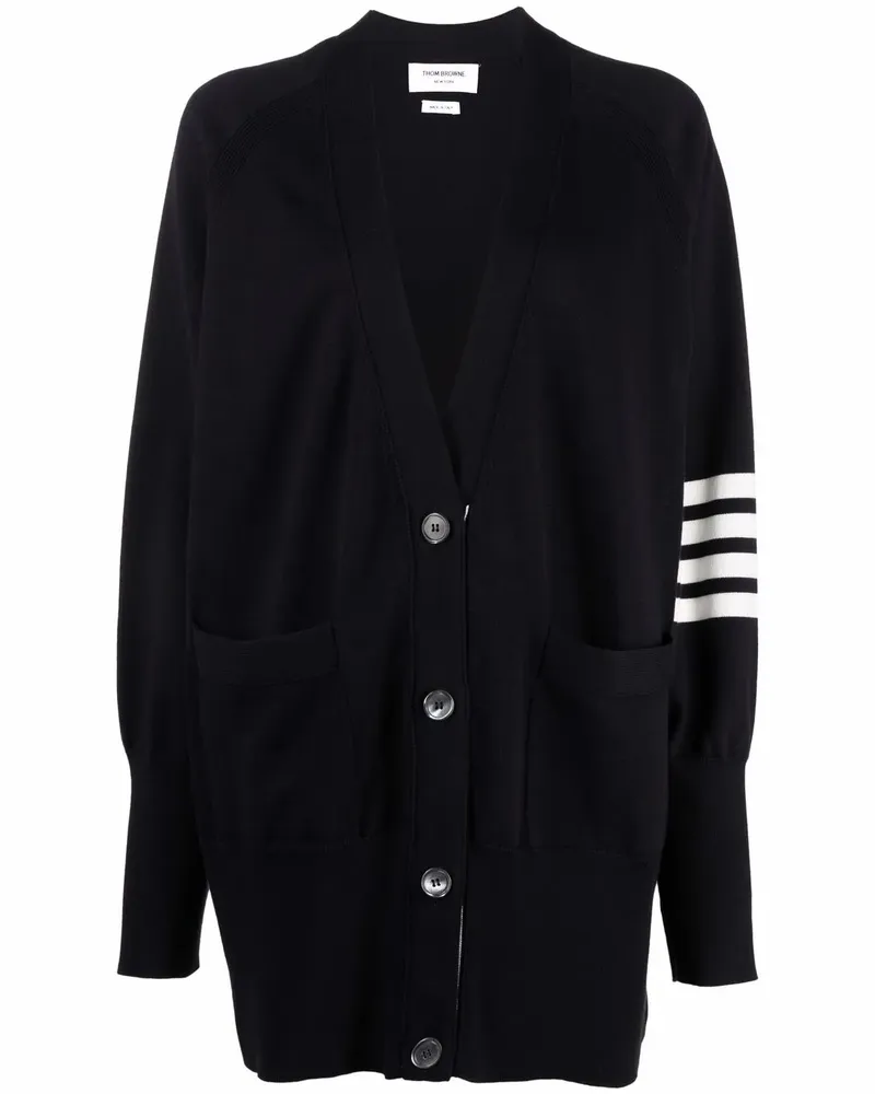 Thom Browne Gestrickter Cardigan mit vier Streifen - Blau Blau