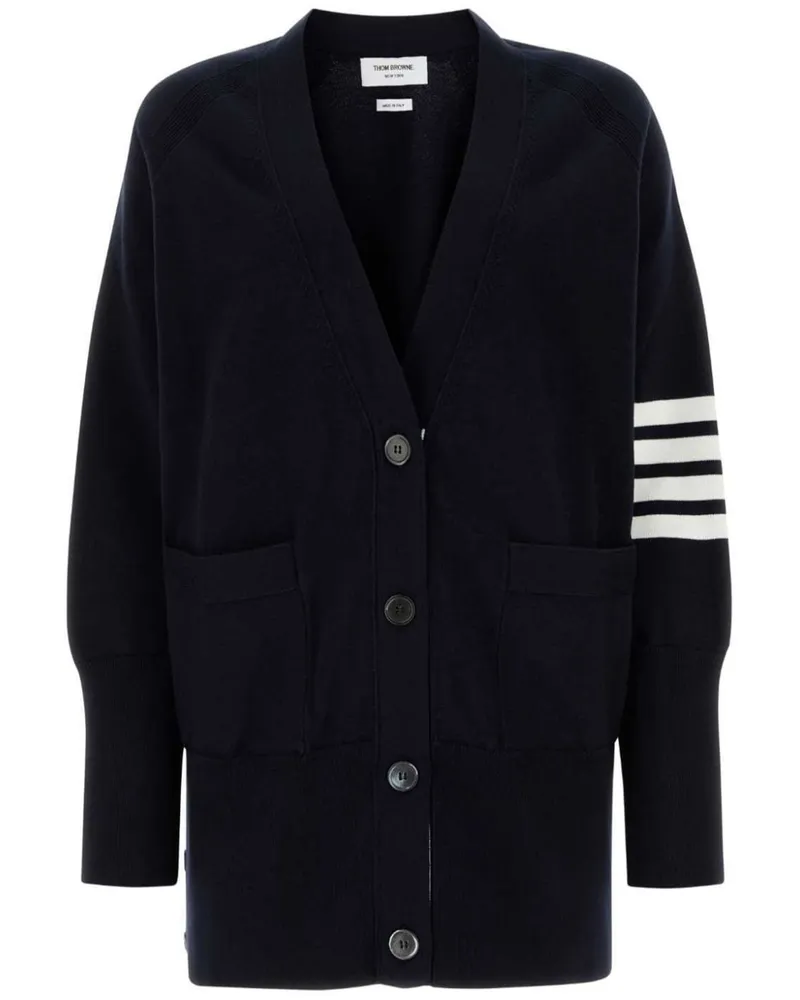 Thom Browne Gestrickter Cardigan mit vier Streifen - Blau Blau