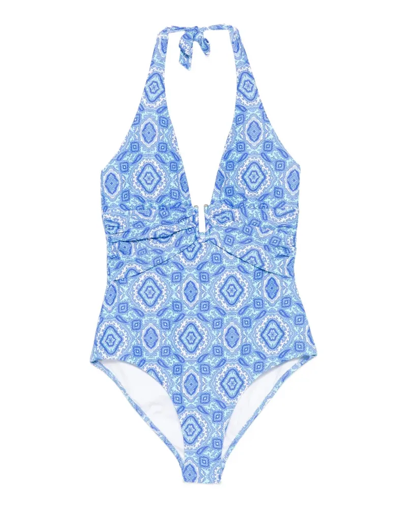 Heidi Klein paisley-print halterneck swimsuit - Blau Blau