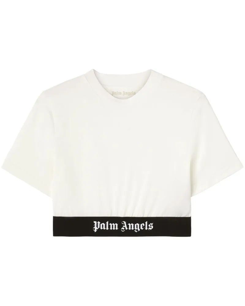 Palm Angels Cropped-Oberteil mit Logo-Bund - Weiß Weiß