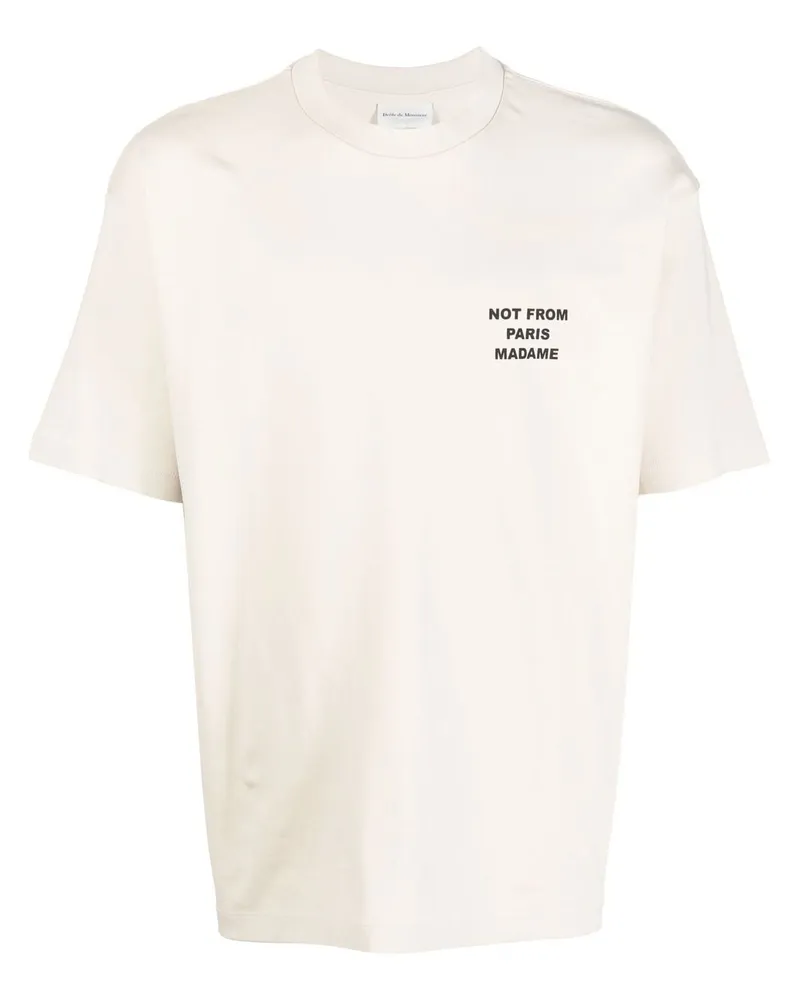 Drôle de Monsieur T-Shirt mit Logo-Print Nude