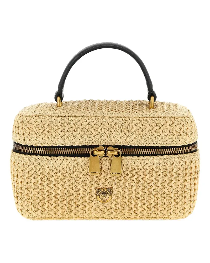 Pinko Schultertasche mit Logo-Schild - Nude Nude