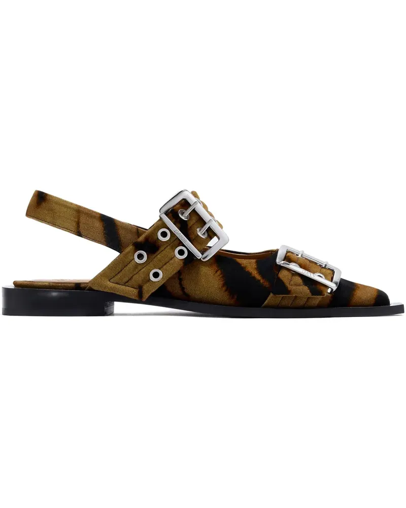 Ganni Mules mit Zebra-Print - Braun Braun