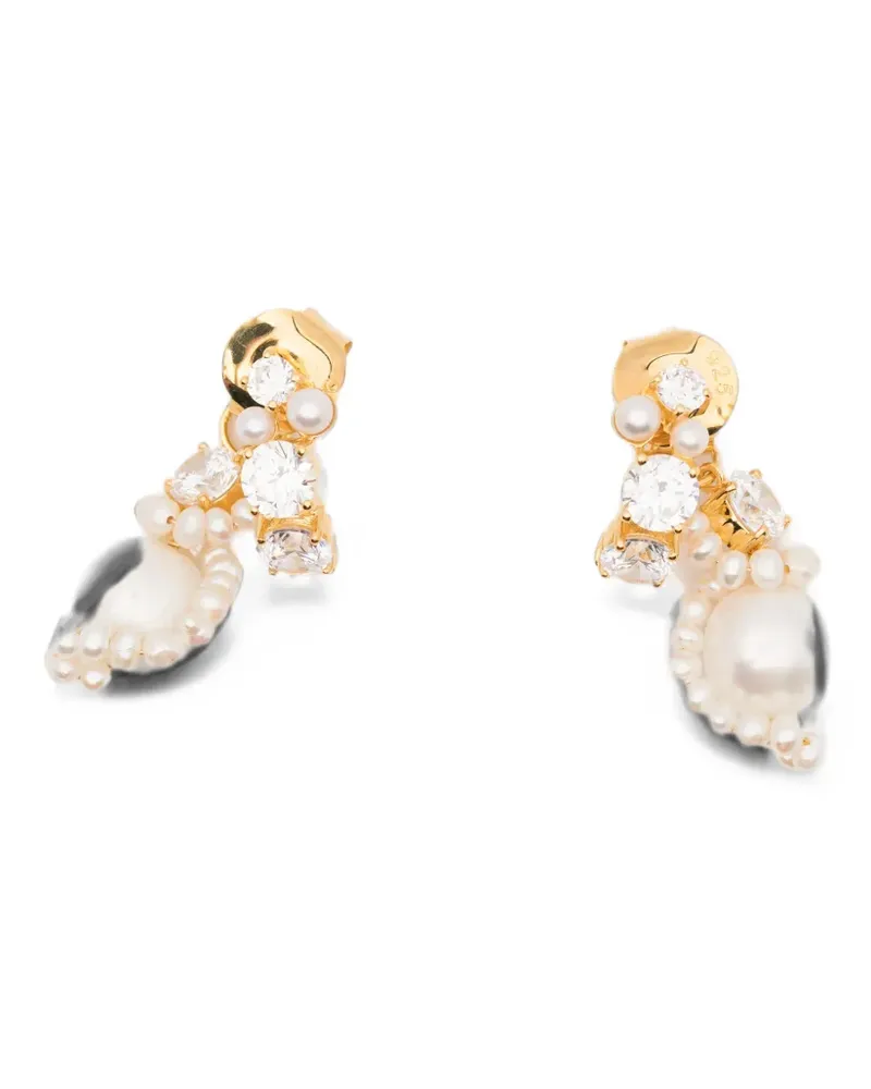 Completedworks Ohrringe mit Perlen und Zirkonia - Gold Gold