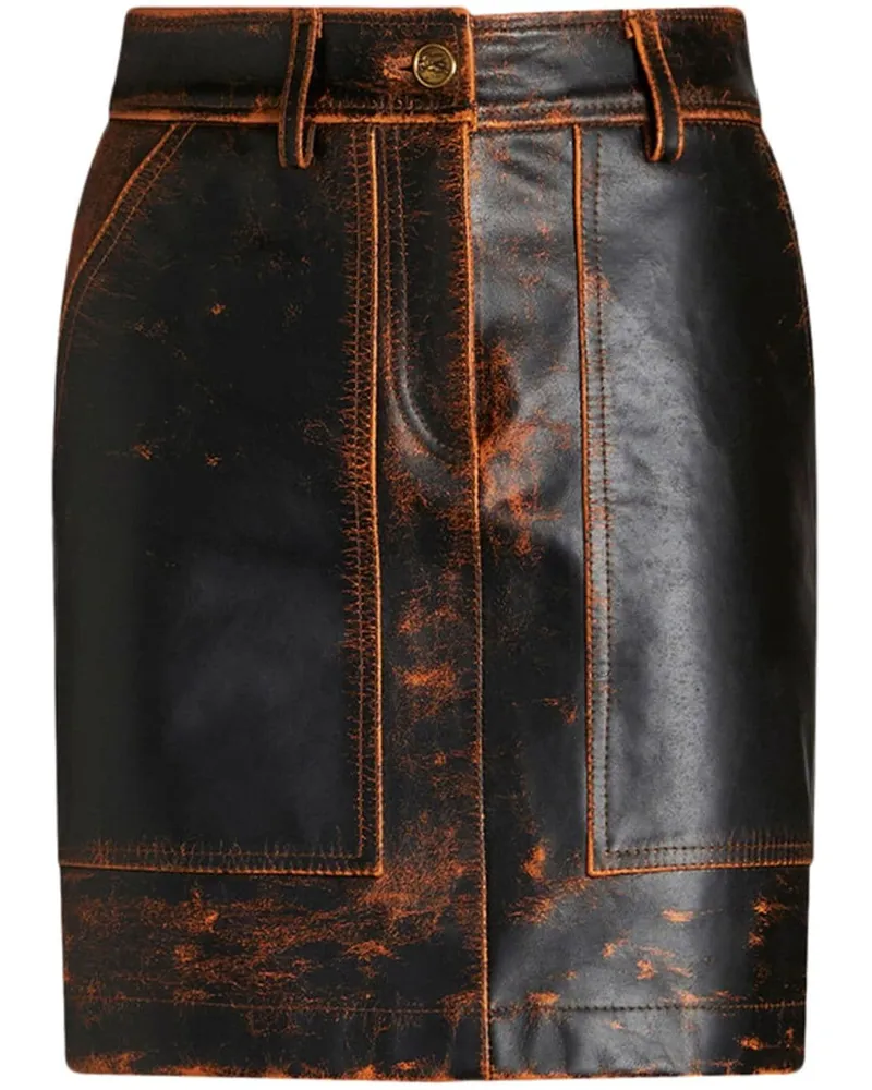 Etro distressed-finish leather mini skirt Braun