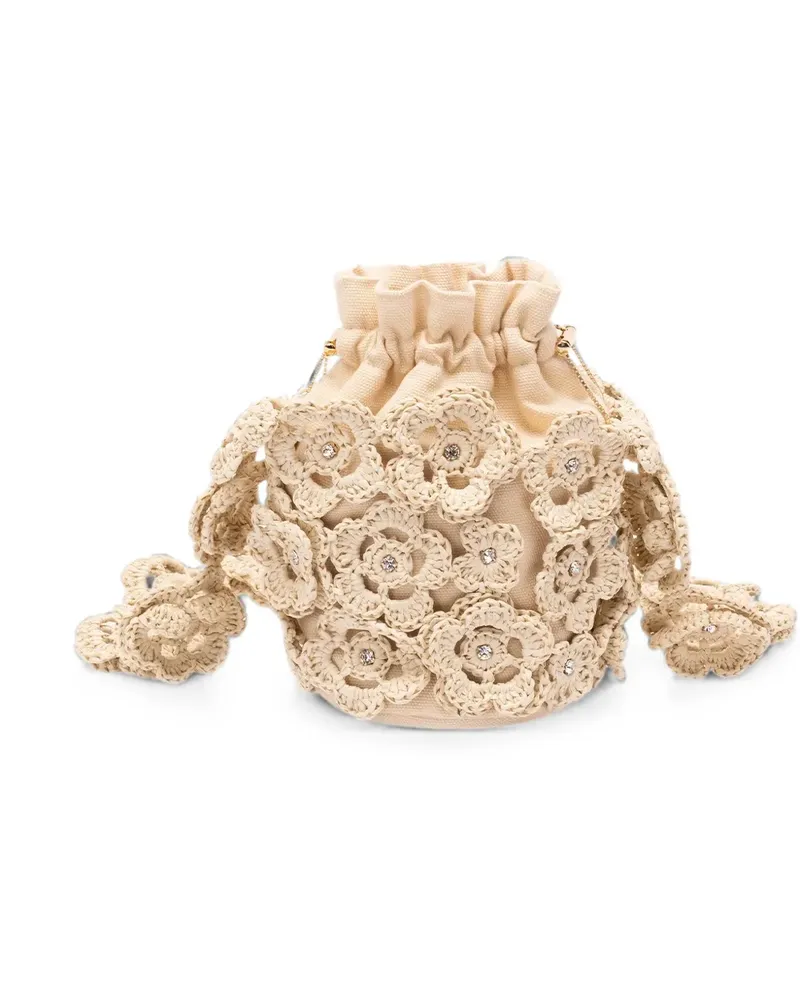 Rosantica crochet crystal-embellished shoulder bag - Nude Nude
