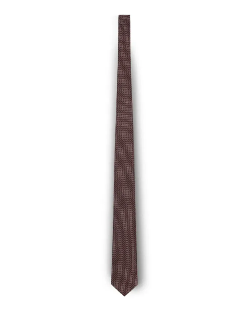 LARDINI Seidenkrawatte mit geometrischem Print - Braun Braun