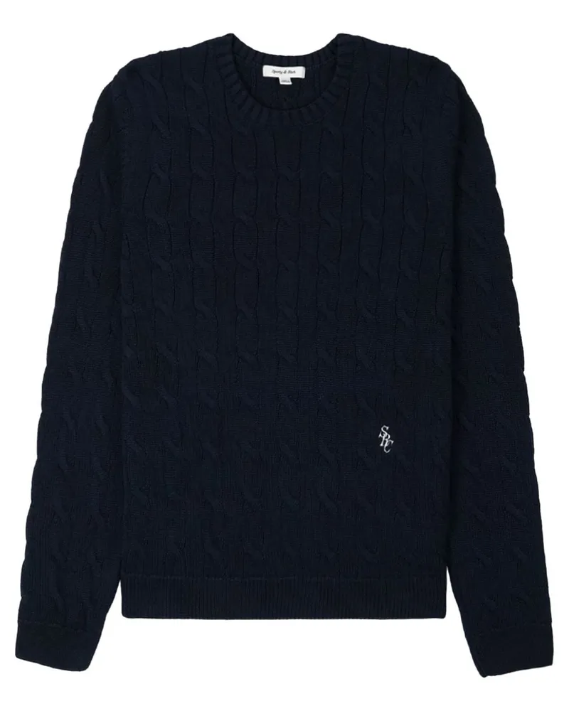 SPORTY & RICH Pullover mit Zopfmuster - Schwarz Schwarz