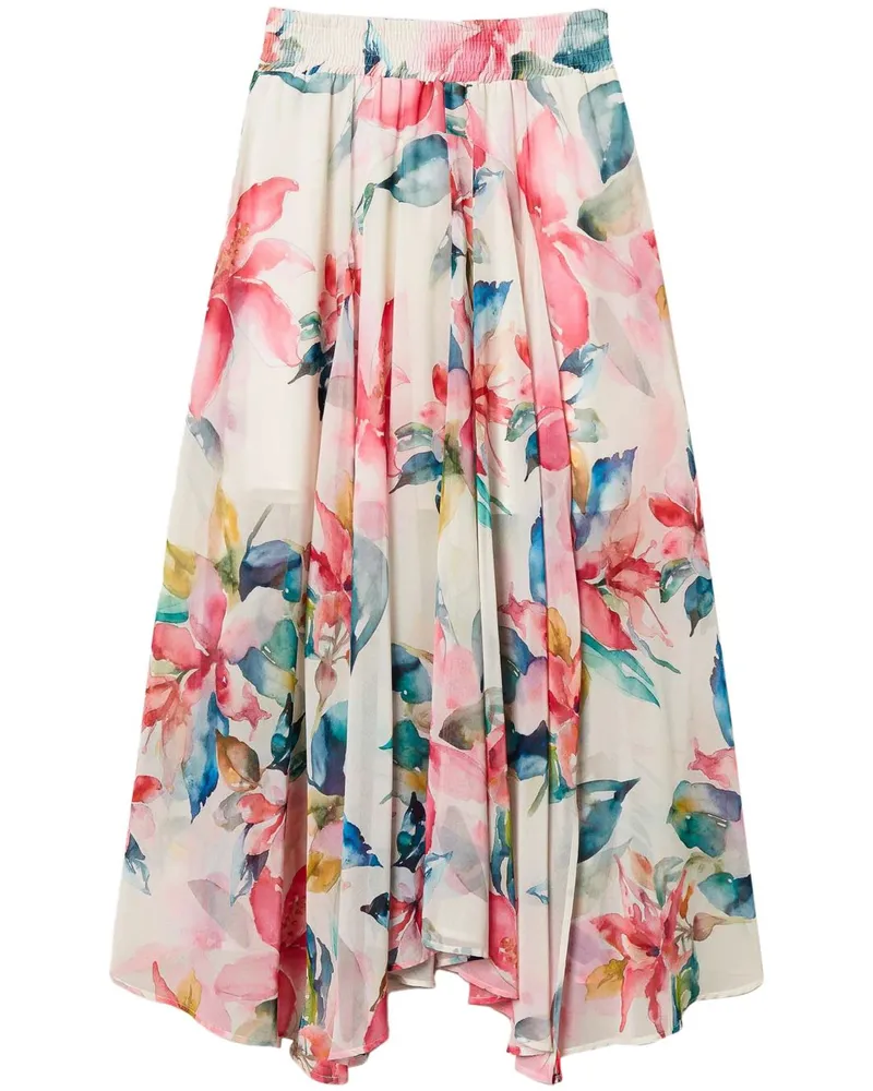 Twin-Set Rock mit Blumen-Print - Weiß Weiß