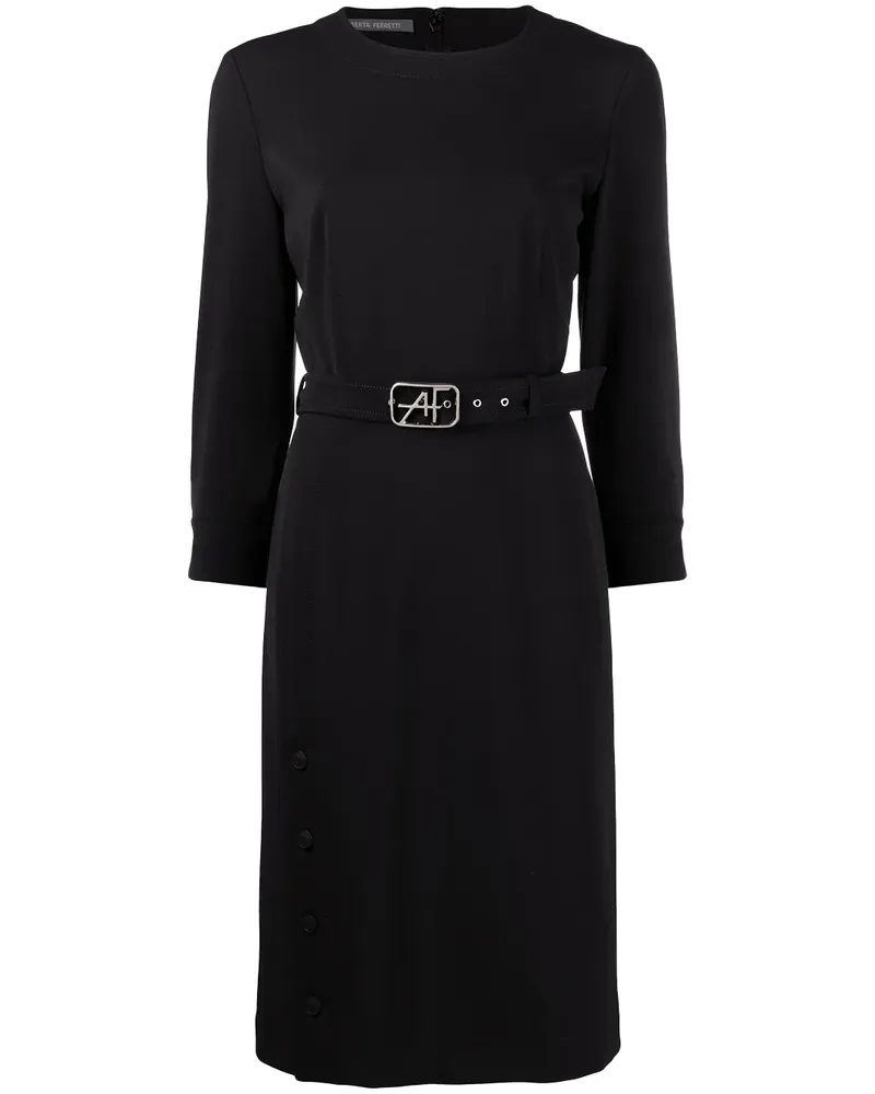 Alberta Ferretti Knielanges Kleid mit Gürtel - Schwarz Schwarz