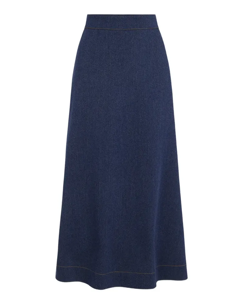 Oscar de la Renta Midirock in A-Linie - Blau Blau