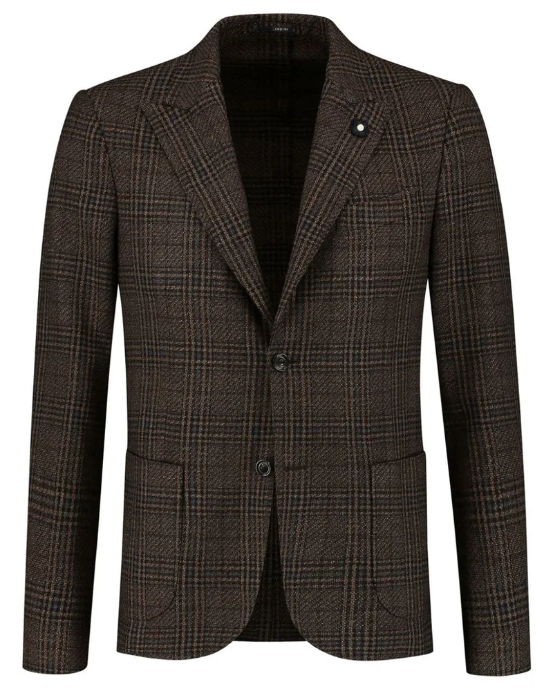 LARDINI Einreihiges Sakko mit Brosche - Braun Braun