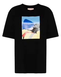 PLAN C T-Shirt mit grafischem Print Schwarz