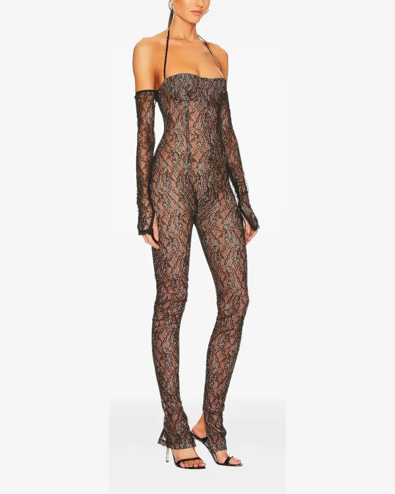 LaQuan Smith lace jumpsuit - Schwarz Schwarz