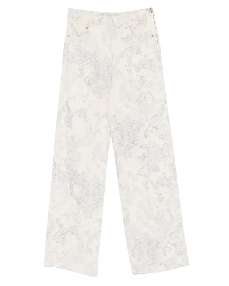 forte_forte Hose mit Blumenprint - Weiß Weiß