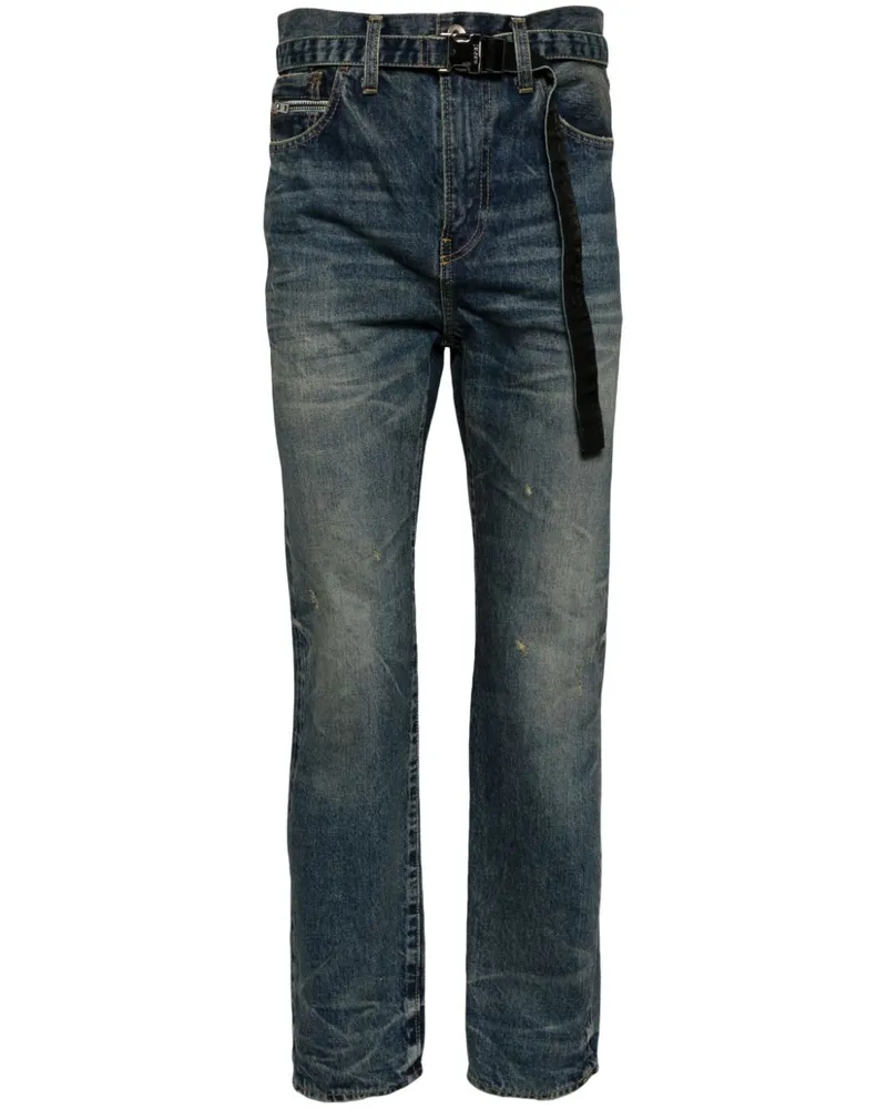 Sacai Ausgeblichene Slim-Fit-Jeans - Blau Blau