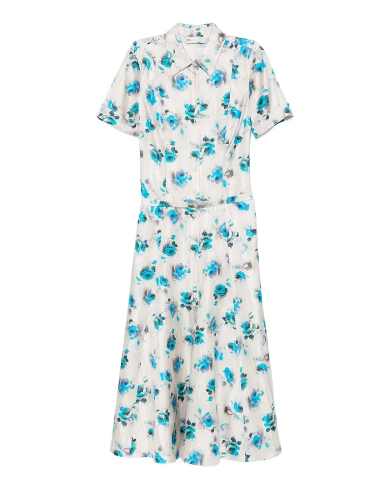 Tory Burch floral-print flared shirt dress - Weiß Weiß
