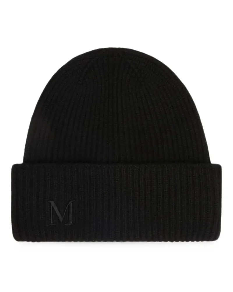 Max Mara ribbed-knit logo-embroidered beanie hat - Schwarz Schwarz